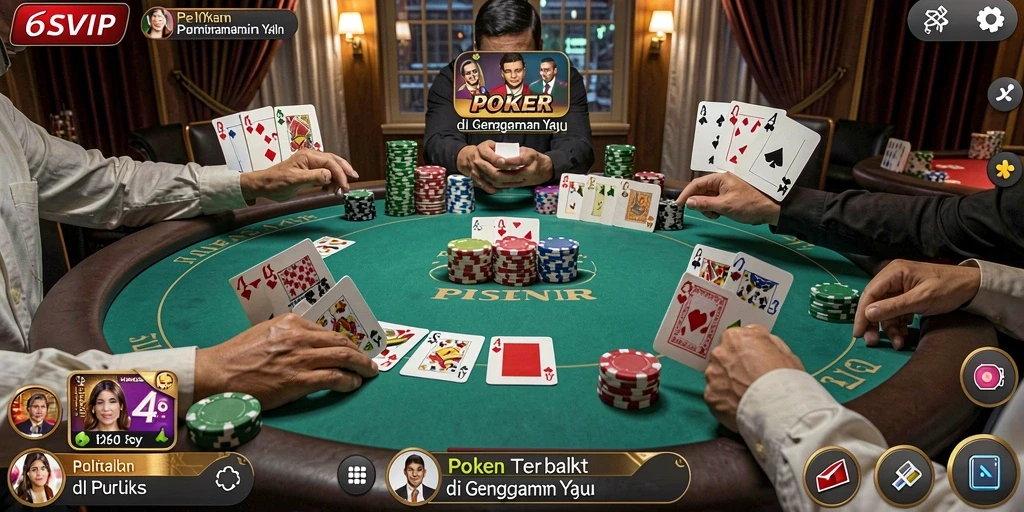 Screenshot 6SVIP menampilkan aksi seru dalam permainan Poker.
