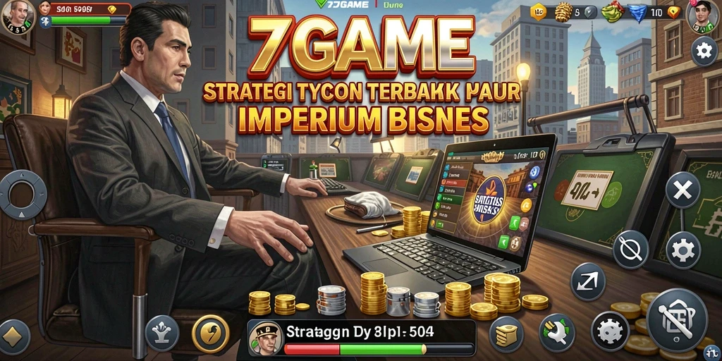 Tampilan gameplay menarik dari 7GAME dengan berbagai elemen Tycoon.