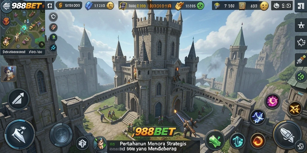 Screenshot 988BET menunjukkan aksi seru dalam permainan Tower Defense.