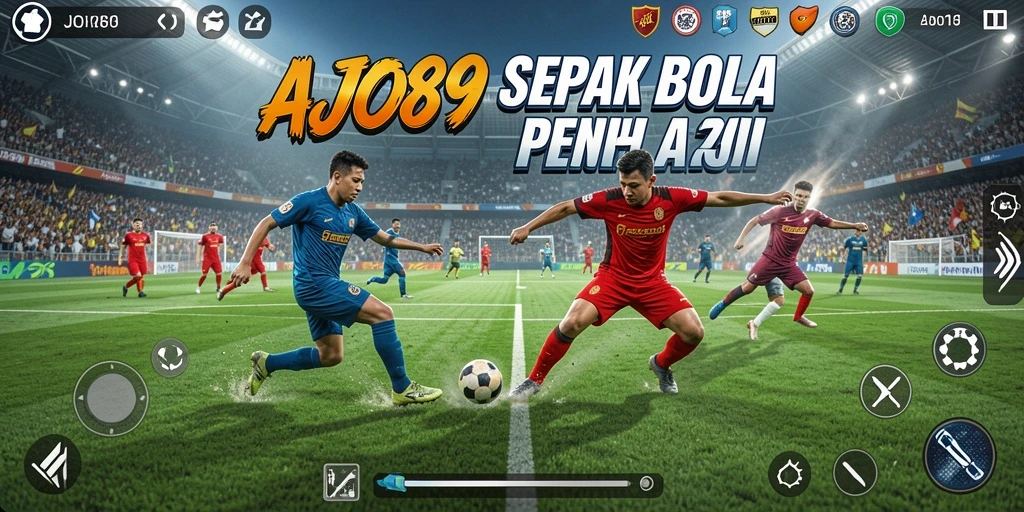 Tampilan keren gameplay AJO89 saat pertandingan sepak bola.