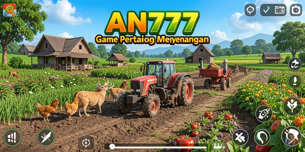 Screenshot gameplay AN777 dengan suasana pertanian yang ceria.