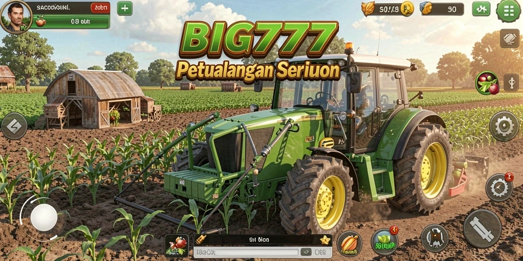 Tampilan gameplay seru di BIG777 dengan berbagai tanaman dan aktivitas pertanian.