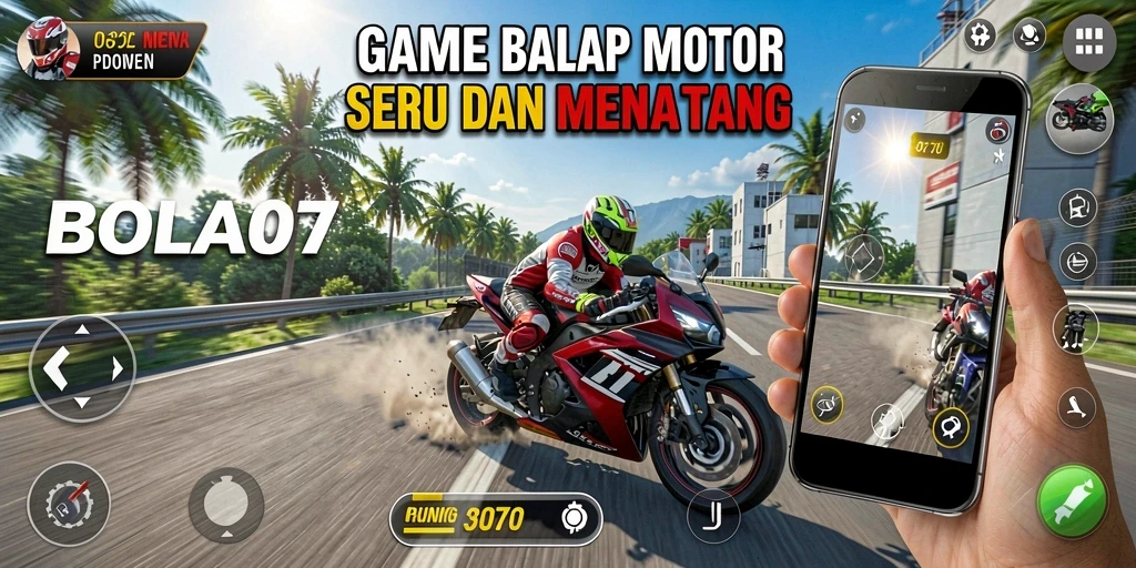 Gameplay BOLA07 dengan pengalaman balap motor yang mendebarkan.