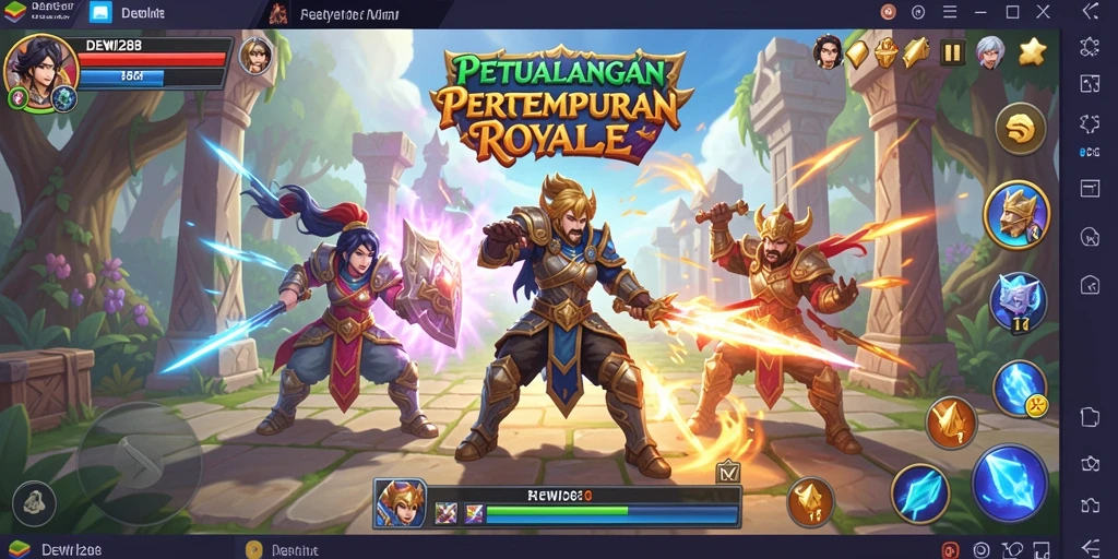 Screenshot gameplay DEWI288 menampilkan pertempuran seru di arena Battle Royale.
