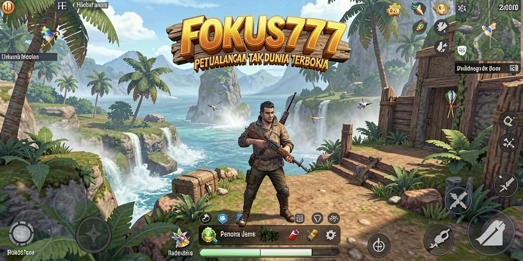 Tampilan gameplay FOKUS777 dengan dunia terbuka yang luas dan interaktif.