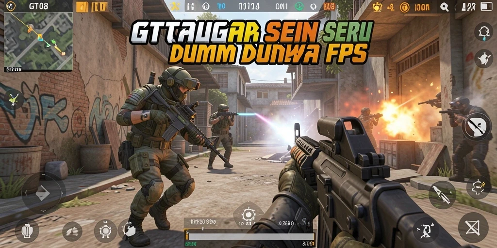 Screenshot gameplay GT108 menampilkan aksi seru dalam pertempuran FPS.