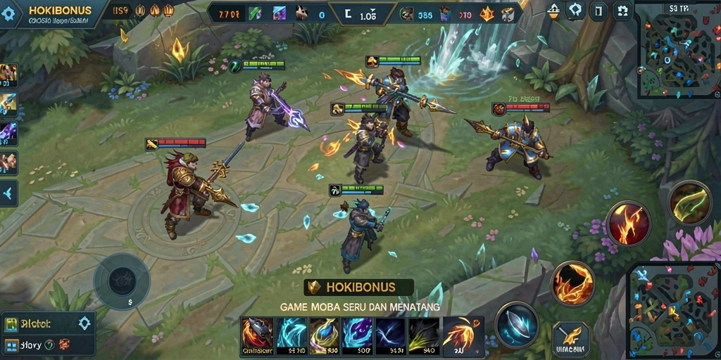 Gameplay seru HOKIBONUS dalam arena MOBA.