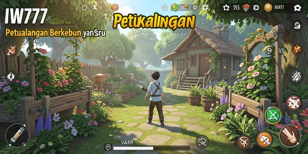 Tangkapan layar IW777 menampilkan gameplay berkebun yang seru.