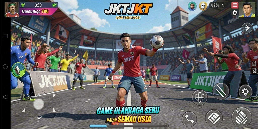 Screenshot JKTJKT menampilkan aksi seru dalam permainan olahraga.