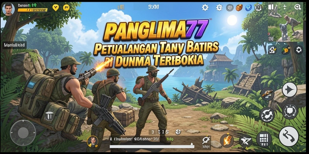 Tangkapan layar gameplay <strong>PANGLIMA77</strong> yang menunjukkan petualangan di dunia terbuka.