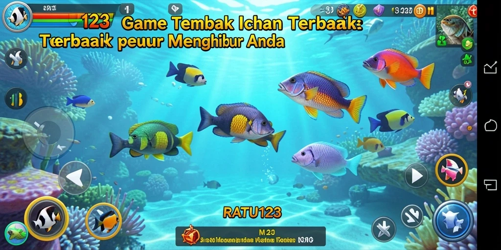 Tampilan gameplay seru di RATU123 dengan menembak ikan.