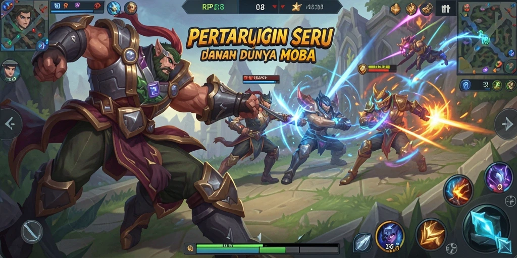 Tampilan seru gameplay RP8 dengan pertarungan tim yang intens.