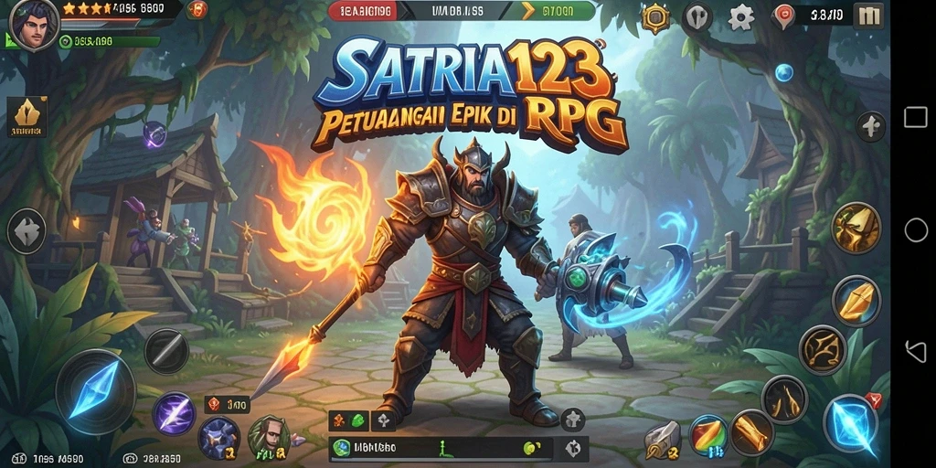 Screenshot gameplay SATRIA123 dengan aksi pertempuran RPG yang menarik.