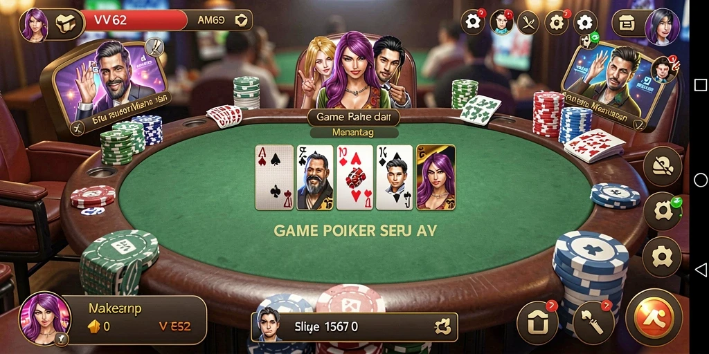 Gameplay seru dalam aplikasi Poker VV62 yang menantang.